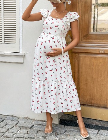 Rochie lunga SHEIN Maternity, alb