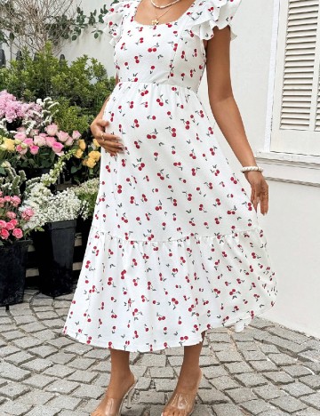 Rochie lunga SHEIN Maternity, alb