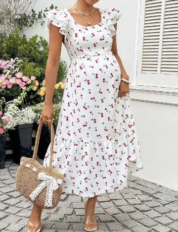 Rochie lunga SHEIN Maternity, alb