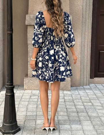 Rochie scurta SHEIN, bleumarin/alb
