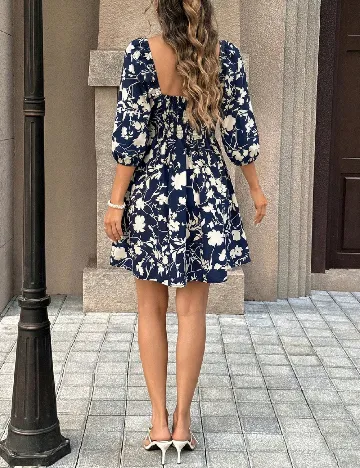 Rochie scurta SHEIN, bleumarin/alb