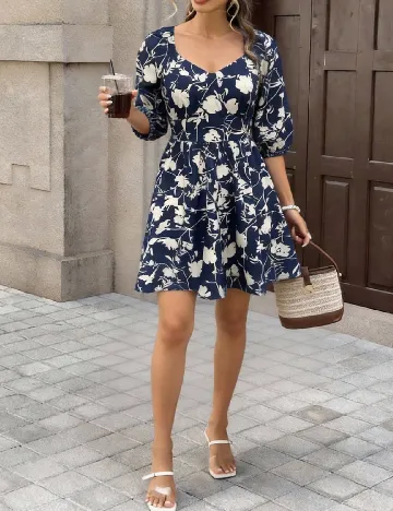 Rochie scurta SHEIN, bleumarin/alb