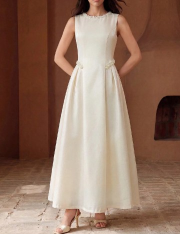 Rochie lunga Anewsta, crem