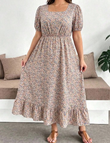 Rochie lunga SHEIN CURVE, floral print