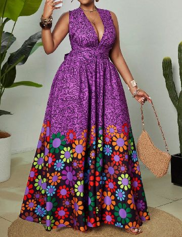 Rochie lunga SHEIN CURVE, floral print