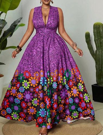 Rochie lunga SHEIN CURVE, floral print