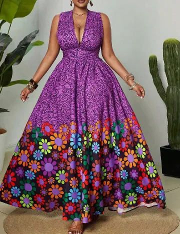 Rochie lunga SHEIN CURVE, floral print