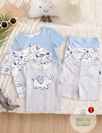 Set pijamale 3 perechi Shein Kids, mix culori