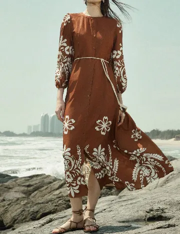 Rochie medie Aveloria, maro