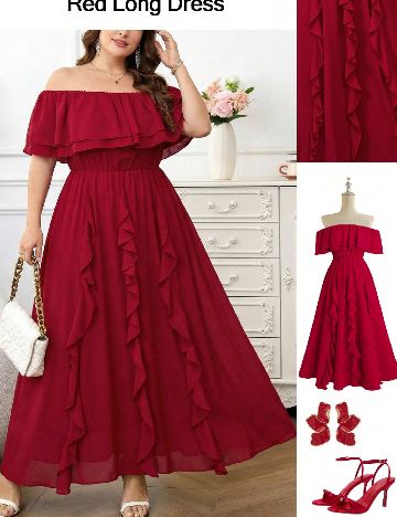 Rochie lunga SHEIN CURVE, rosu