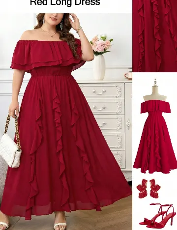 Rochie lunga SHEIN CURVE, rosu