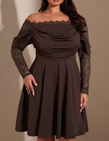 Rochie scurta SHEIN CURVE, maro