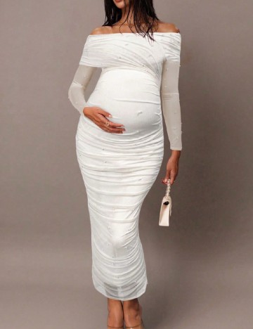 Rochie lunga SHEIN Maternity, alb