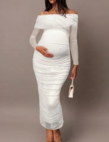 Rochie lunga SHEIN Maternity, alb