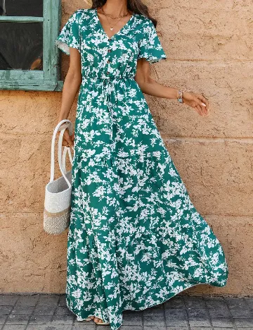 Rochie lunga SHEIN, verde/alb