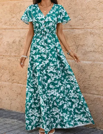 Rochie lunga SHEIN, verde/alb