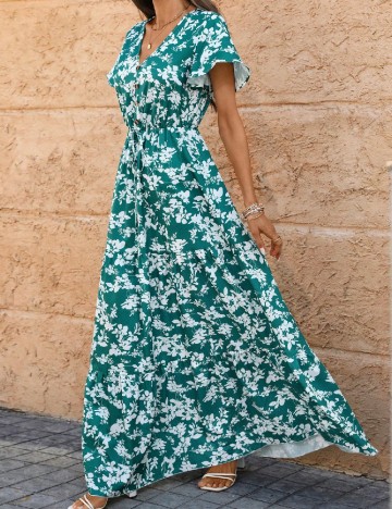 Rochie lunga SHEIN, verde/alb