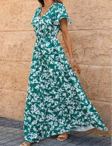 Rochie lunga SHEIN, verde/alb