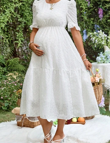 Rochie lunga SHEIN Maternity, alb