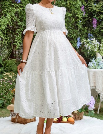 Rochie lunga SHEIN Maternity, alb