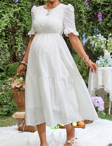Rochie lunga SHEIN Maternity, alb