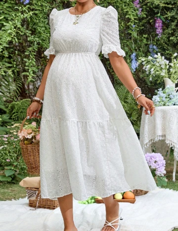 Rochie lunga SHEIN Maternity, alb