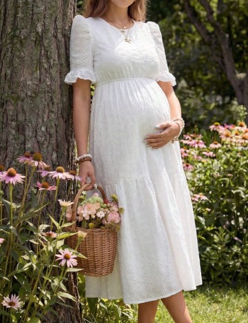 Rochie lunga SHEIN Maternity, alb
