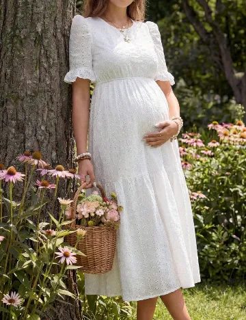 Rochie lunga SHEIN Maternity, alb