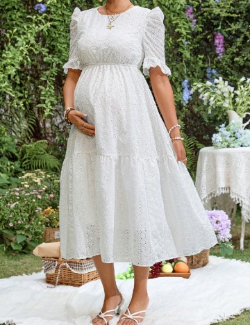 Rochie lunga SHEIN Maternity, alb