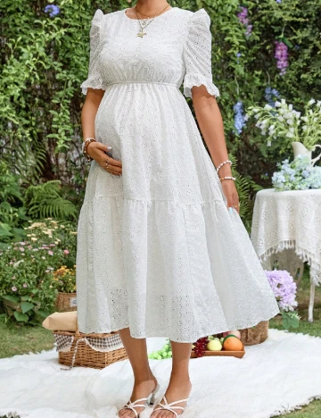 Rochie lunga SHEIN Maternity, alb