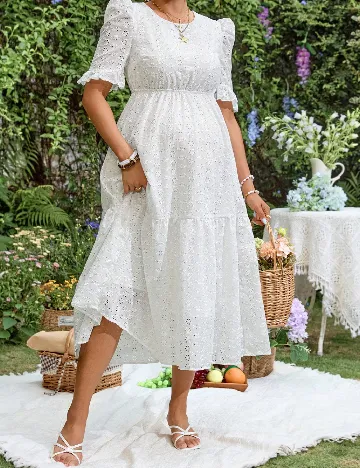 Rochie lunga SHEIN Maternity, alb