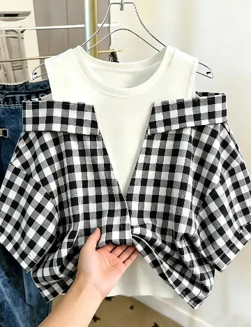 Bluza SHEIN, alb/negru