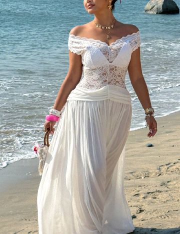 Rochie de plaja SHEIN CURVE, alb