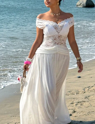 Rochie de plaja SHEIN CURVE, alb