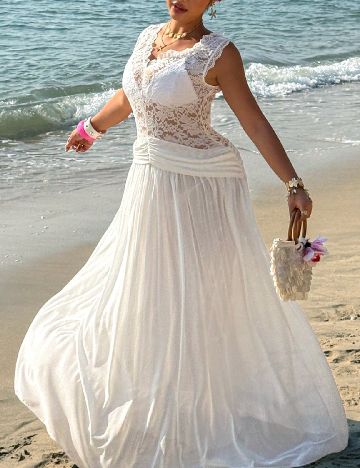 Rochie de plaja SHEIN CURVE, alb