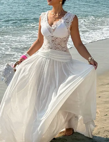 Rochie de plaja SHEIN CURVE, alb