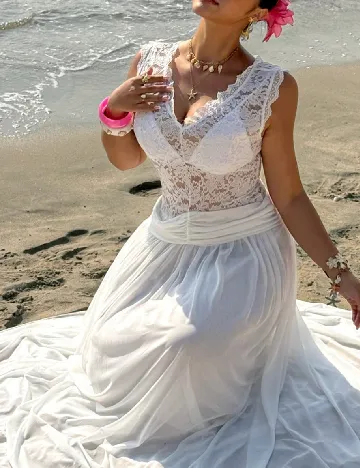 Rochie de plaja SHEIN CURVE, alb