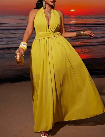 Rochie lunga SHEIN CURVE, mustar
