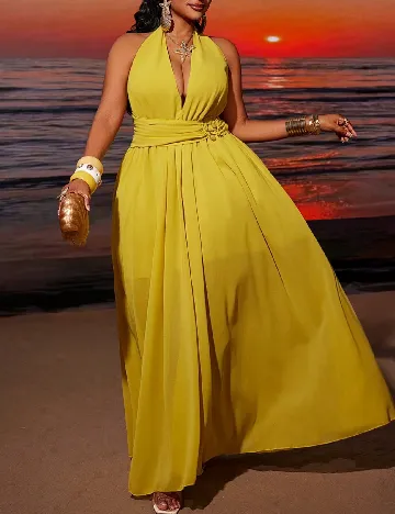 Rochie lunga SHEIN CURVE, mustar