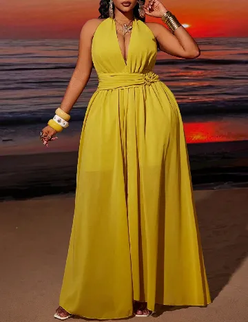 Rochie lunga SHEIN CURVE, mustar