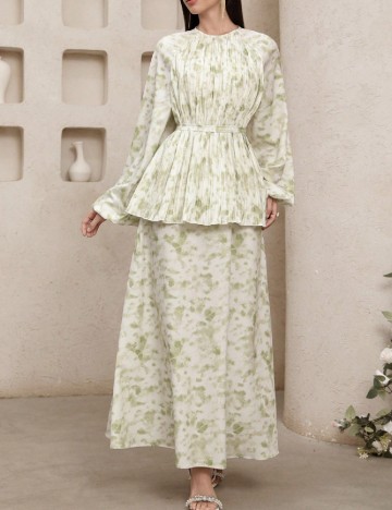 Rochie lunga SHEIN, alb/verde