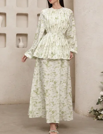 Rochie lunga SHEIN, alb/verde