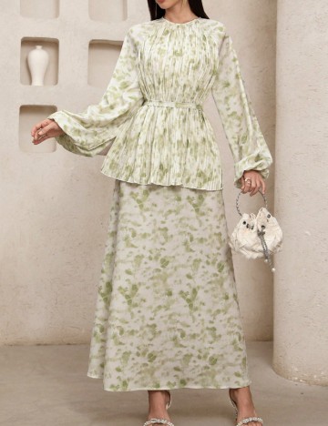 Rochie lunga SHEIN, alb/verde