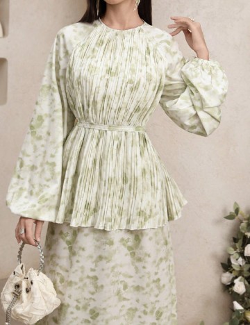 Rochie lunga SHEIN, alb/verde