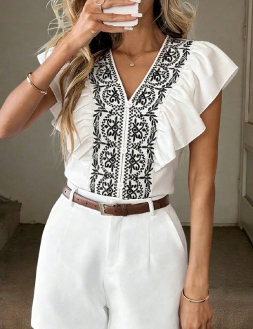 Bluza SHEIN, alb/negru