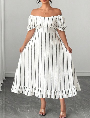 Rochie lunga SHEIN CURVE, alb/negru