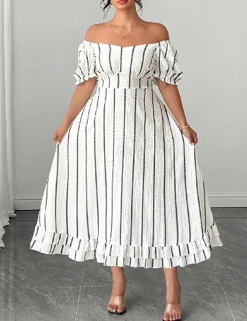 Rochie lunga SHEIN CURVE, alb/negru