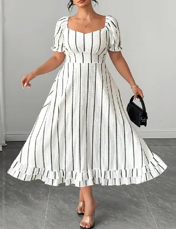 Rochie lunga SHEIN CURVE, alb/negru