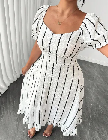Rochie lunga SHEIN CURVE, alb/negru