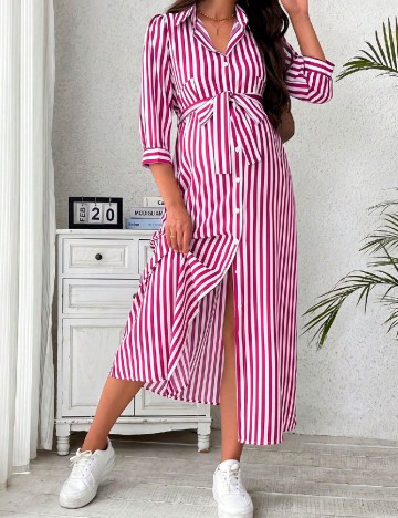 Rochie lunga SHEIN Maternity, magenta